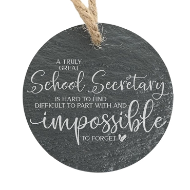 A Truly Great School Secretary is Hard to Find Slate Ornament - Back can be Personalized